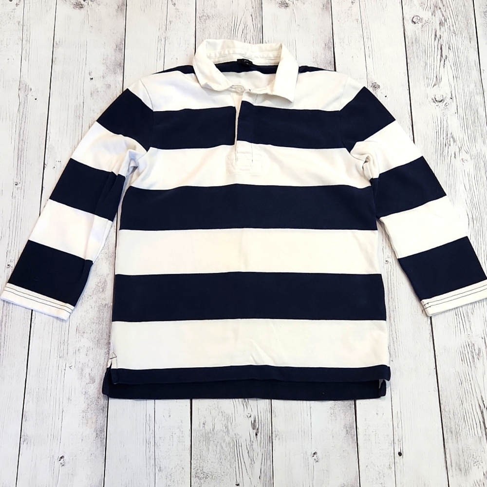 J. CREW Womens size XS Navy Blue and white striped Polo shirt